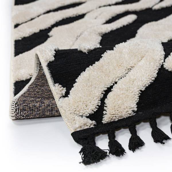Hochflorteppich Esra Polyester - Weiß / Schwarz - 160 x 230 cm