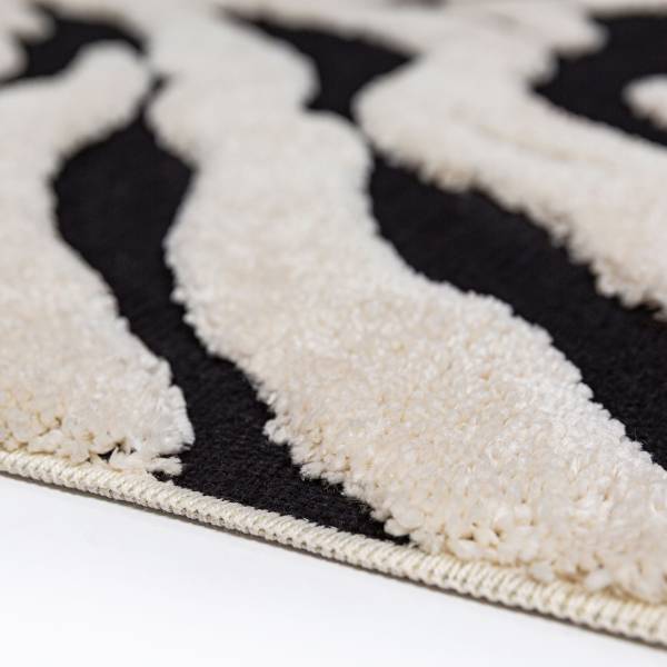 Hochflorteppich Esra Polyester - Weiß / Schwarz - 160 x 230 cm