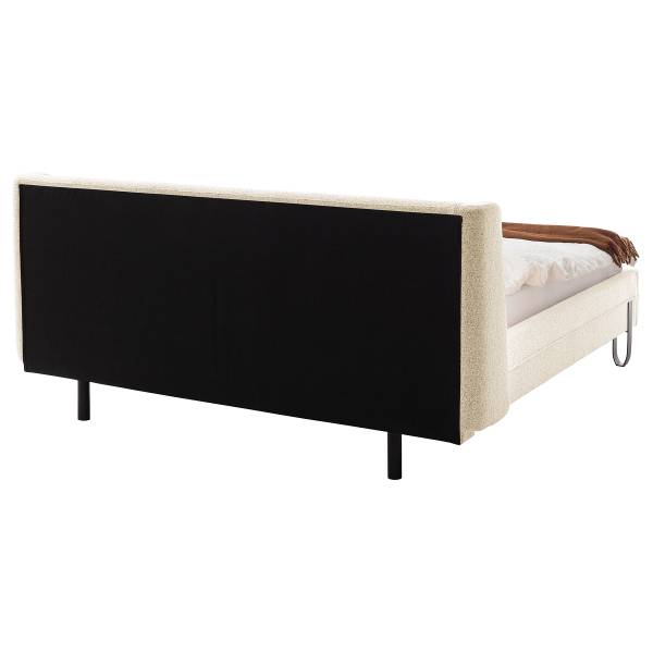 Gestoffeerd bed Arkuda structuurstof Purna: crèmekleurig - 180 x 200 cm