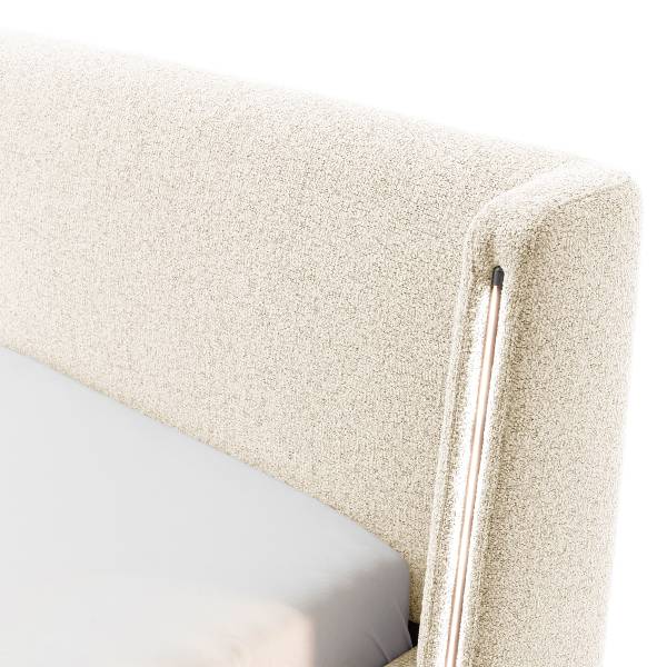 Gestoffeerd bed Arkuda structuurstof Purna: crèmekleurig - 180 x 200 cm
