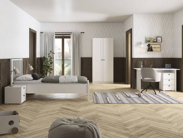 Jugendzimmer Skagen 4-tlg Alpinweiß - 90 x 200cm - Breite: 91 cm - Ohne Spiegeltür/-en