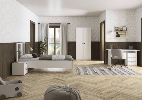 Jugendzimmer Skagen 4-tlg Alpinweiß - 90 x 200cm - Breite: 91 cm - Ohne Spiegeltür/-en