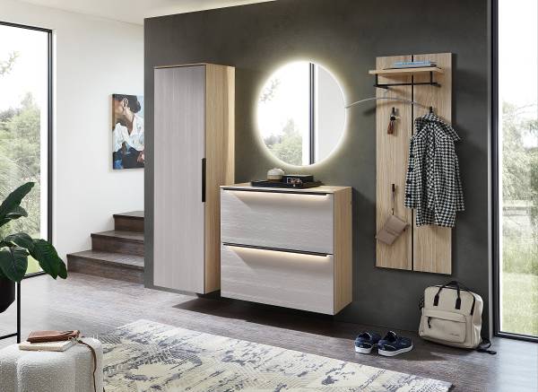 Beleuchtete Schuhkommode Ziana Basalt / Eiche Riva Eiche Dekor