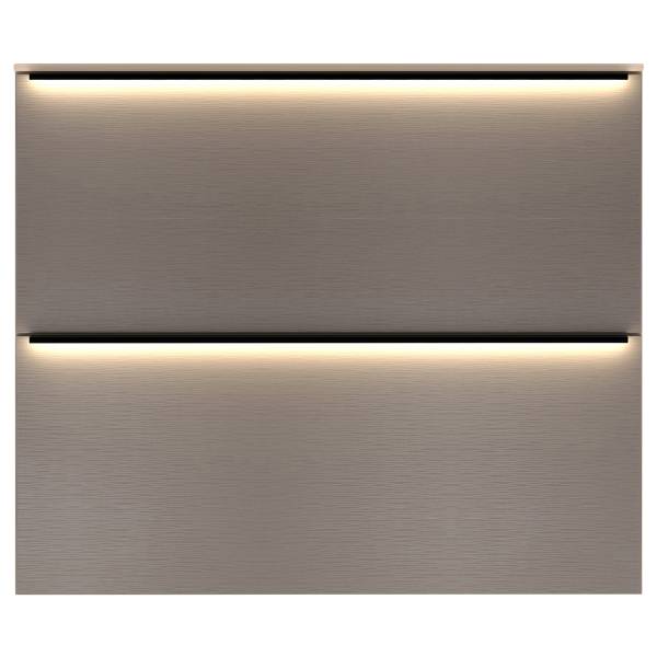 Set di 3 mobili con illuminazione Ziana Marrone chiaro / Effetto rovere - Larghezza: 157 cm