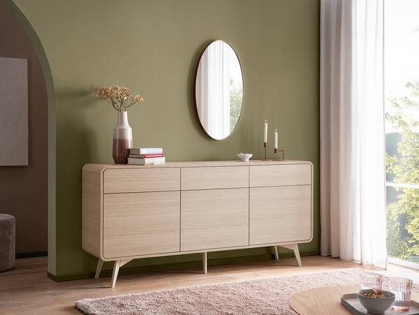 Sideboard Pelemi Eiche Hell Dekor - Breite: 180 cm