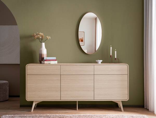 Sideboard Pelemi Eiche Hell Dekor - Breite: 180 cm