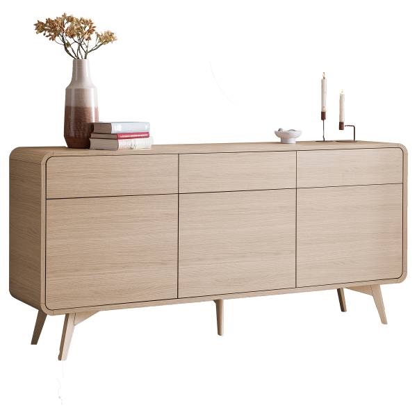 Sideboard Pelemi Eiche Hell Dekor - Breite: 180 cm