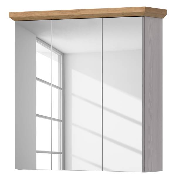 Spiegelschrank Verona Lärche Weiß Dekor / Eiche Artisan Dekor - Ohne Beleuchtung