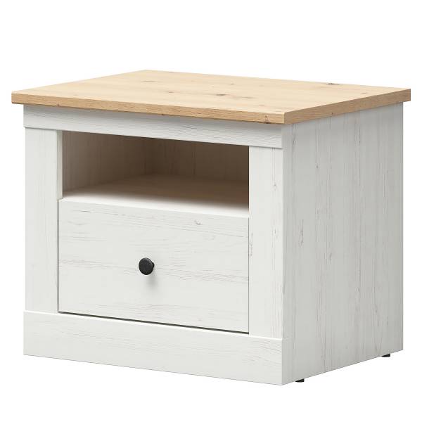 Nachtkommode Mileva Kiefer Weiß Dekor / Eiche Artisan Dekor