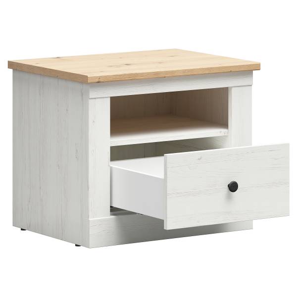 Nachtkommode Mileva Kiefer Weiß Dekor / Eiche Artisan Dekor