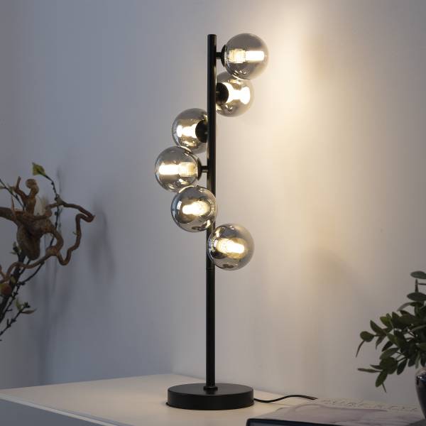 LED-Tischleuchte Dubai Rauchglas / Eisen - 6-flammig