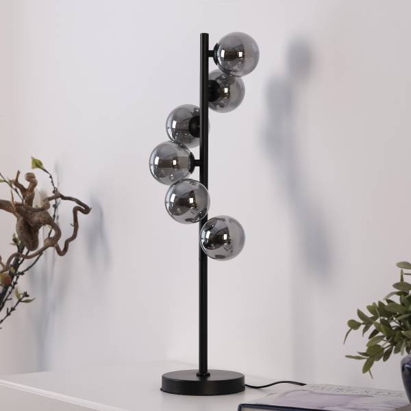 LED-Tischleuchte Dubai Rauchglas / Eisen - 6-flammig