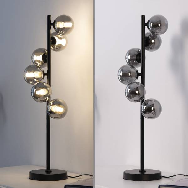 LED-Tischleuchte Dubai Rauchglas / Eisen - 6-flammig