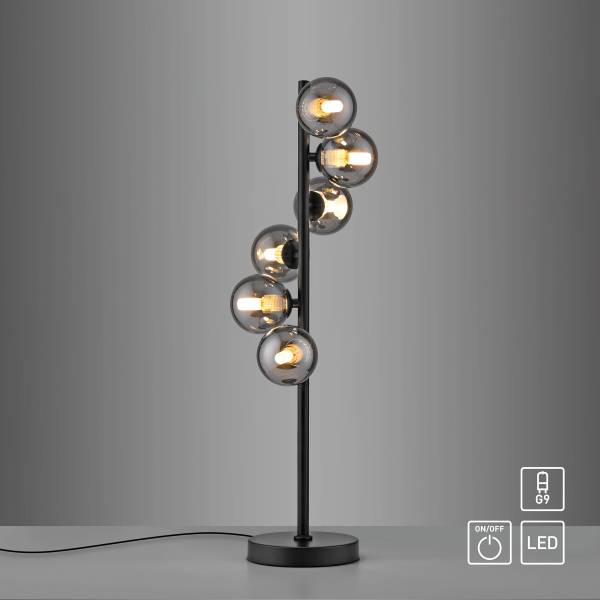 LED-Tischleuchte Dubai Rauchglas / Eisen - 6-flammig