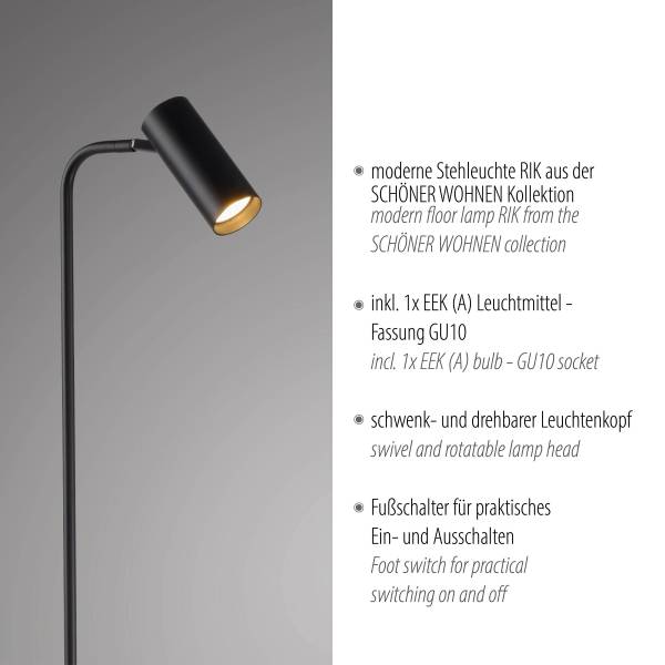 LED-Stehleuchte Rik Eisen / Aluminium - 1-flammig