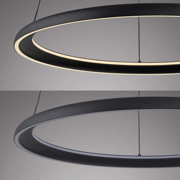 Suspension LED Quillo Verre clair / Métal - 1 flamme - Noir