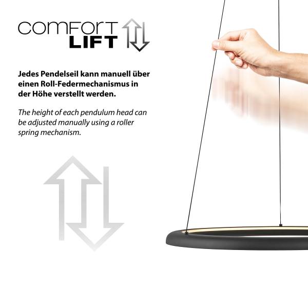 Suspension LED Quillo Verre clair / Métal - 1 flamme - Noir