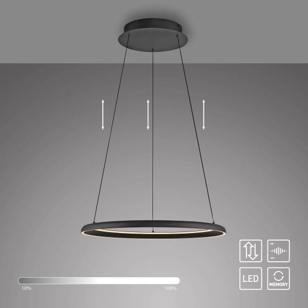 Suspension LED Quillo Verre clair / Métal - 1 flamme - Noir