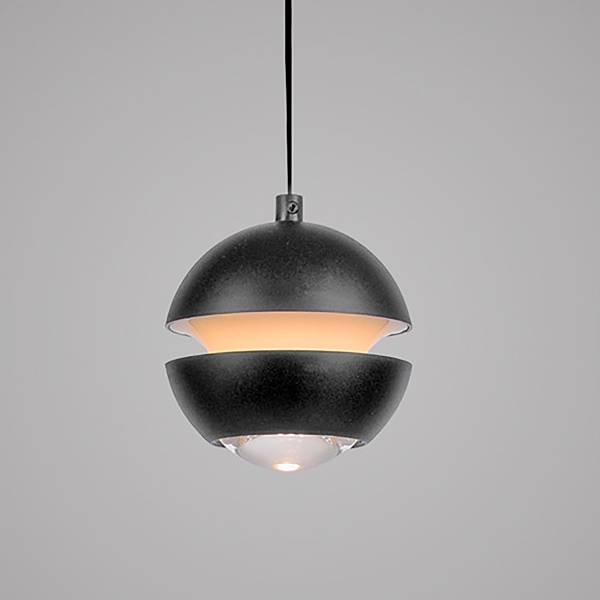 Suspension LED Lini Polycarbonate / Fer - Noir - Nb d'ampoules : 1