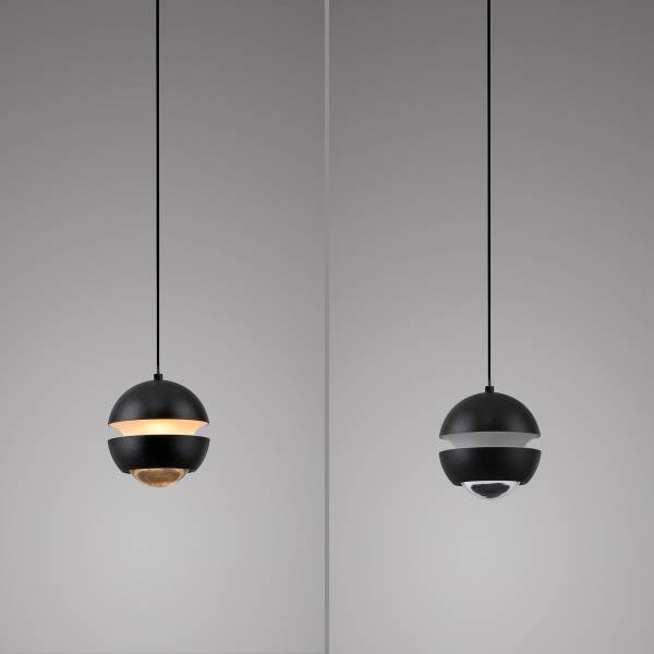 Suspension LED Lini Polycarbonate / Fer - Noir - Nb d'ampoules : 1