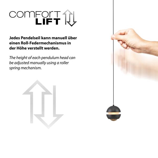Suspension LED Lini Polycarbonate / Fer - Noir - Nb d'ampoules : 1