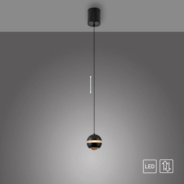 Suspension LED Lini Polycarbonate / Fer - Noir - Nb d'ampoules : 1