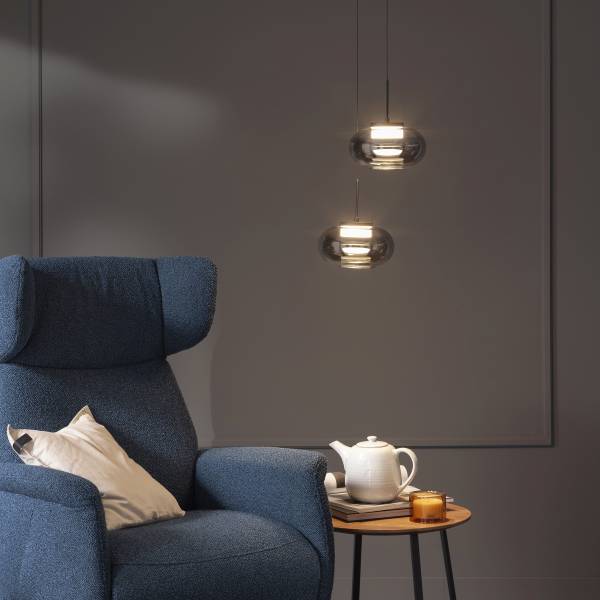 LED-Pendelleuchte Sia Rauchglas / Eisen - Flammenanzahl: 1