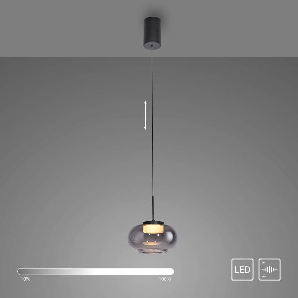 LED-Pendelleuchte Sia Rauchglas / Eisen - Flammenanzahl: 1