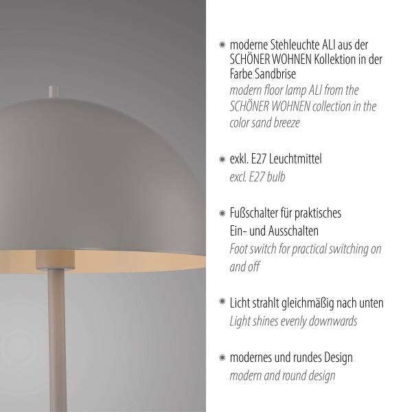 Stehleuchte Ali Eisen - 1-flammig - Beige