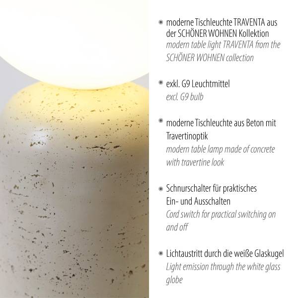 Lampe de table Traventa Béton / Acier - 1 flamme