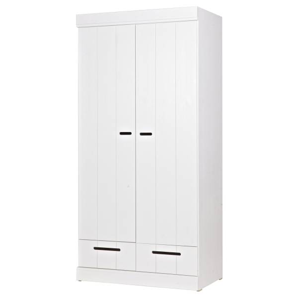 Drehtürenschrank Connect mit Schubladen Weiß - Breite: 94 cm