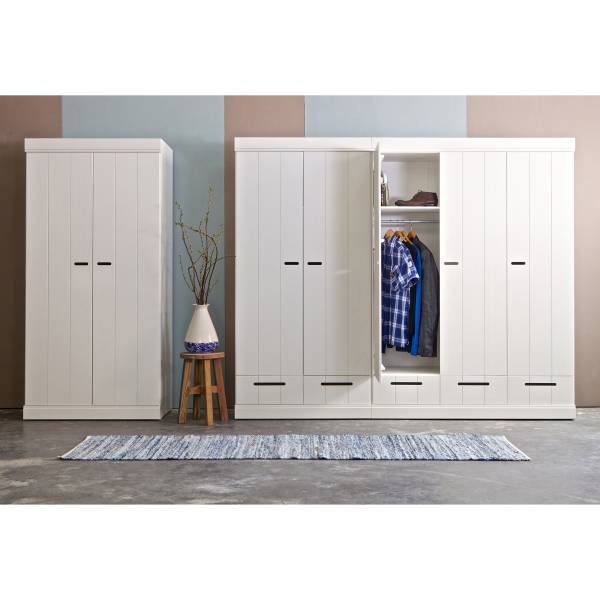 Drehtürenschrank Connect mit Schubladen Weiß - Breite: 94 cm