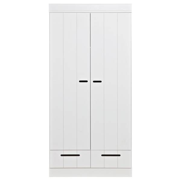 Drehtürenschrank Connect mit Schubladen Weiß - Breite: 94 cm