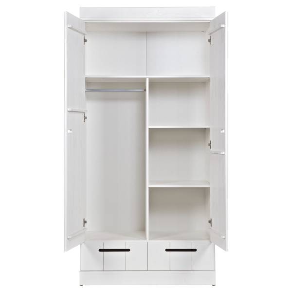 Drehtürenschrank Connect mit Schubladen Weiß - Breite: 94 cm