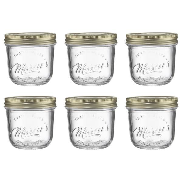 Set di 6 contenitori di vetro MASON'S Vetro trasparente, Alluminio - trasparente - Capacità: 0.22 L