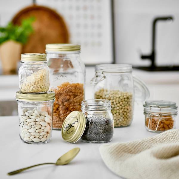 Set di 6 contenitori di vetro MASON'S Vetro trasparente, Alluminio - trasparente - Capacità: 0.22 L