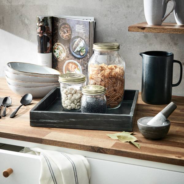 Set di 6 contenitori di vetro MASON'S Vetro trasparente, Alluminio - trasparente - Capacità: 0.22 L