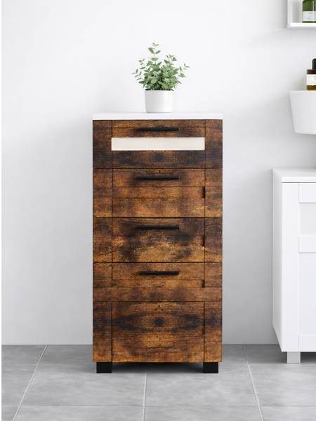 Onderkast Nilari 4 lades wit/vintage eikenhout look