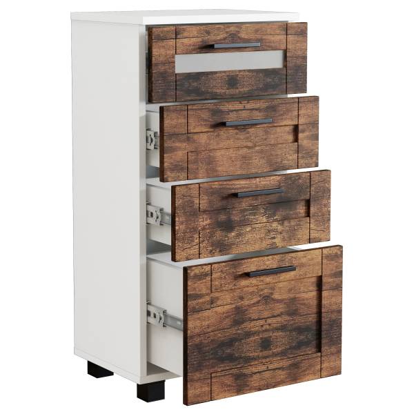 Onderkast Nilari 4 lades wit/vintage eikenhout look