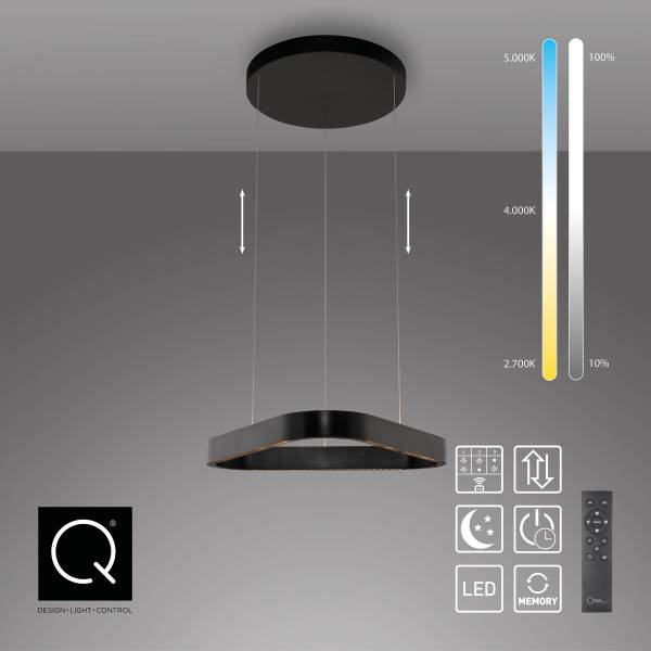 LED-Pendelleuchte Q-Stretto Typ E Polycarbonat / Aluminium - 2-flammig - Schwarz
