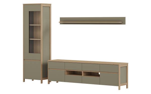 Wohnwand Catea 3-teilig - Vitrine Salbei