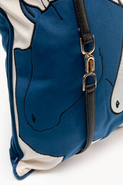 Dekokissen Horse Date Blau Polyester in Samtoptik / Stahl