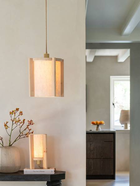 Lampada da tavolo Corsica Lino / Legno di ontano massello - 1 punto luce