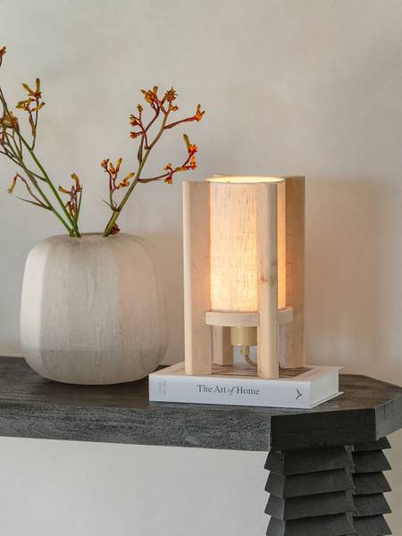Lampada da tavolo Corsica Lino / Legno di ontano massello - 1 punto luce