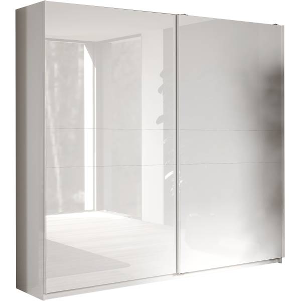 Schwebetürenschrank Swing Hochglanz Weiß / Matt Weiß - Breite: 257 cm - Ohne Spiegeltür/-en