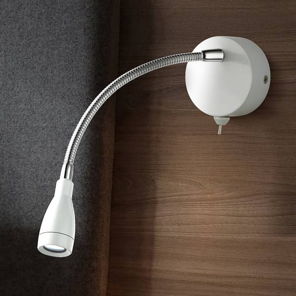 LED-wandlamp Flexy Wall edelstaal - 1-lichts - wit