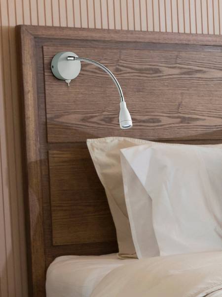 LED-wandlamp Flexy Wall edelstaal - 1-lichts - wit