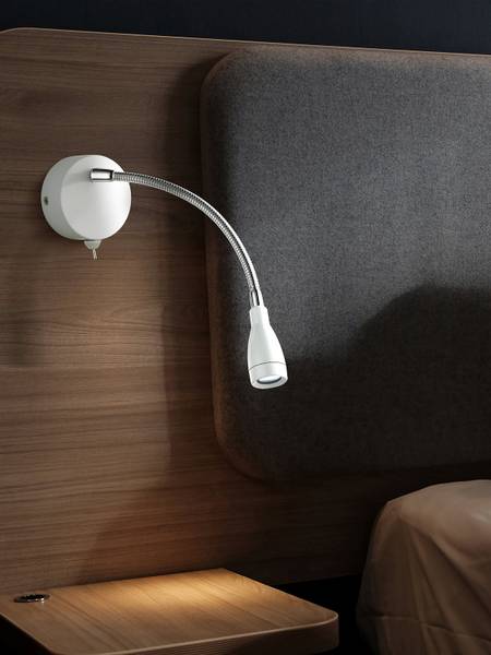 LED-wandlamp Flexy Wall edelstaal - 1-lichts - wit