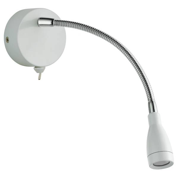 LED-wandlamp Flexy Wall edelstaal - 1-lichts - wit