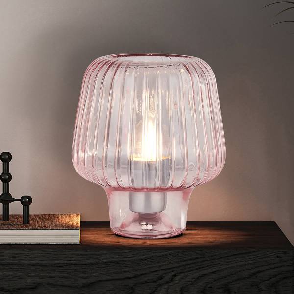 Tischleuchte Aria Edelstahl / Klarglas - Rosa - 1-flammig